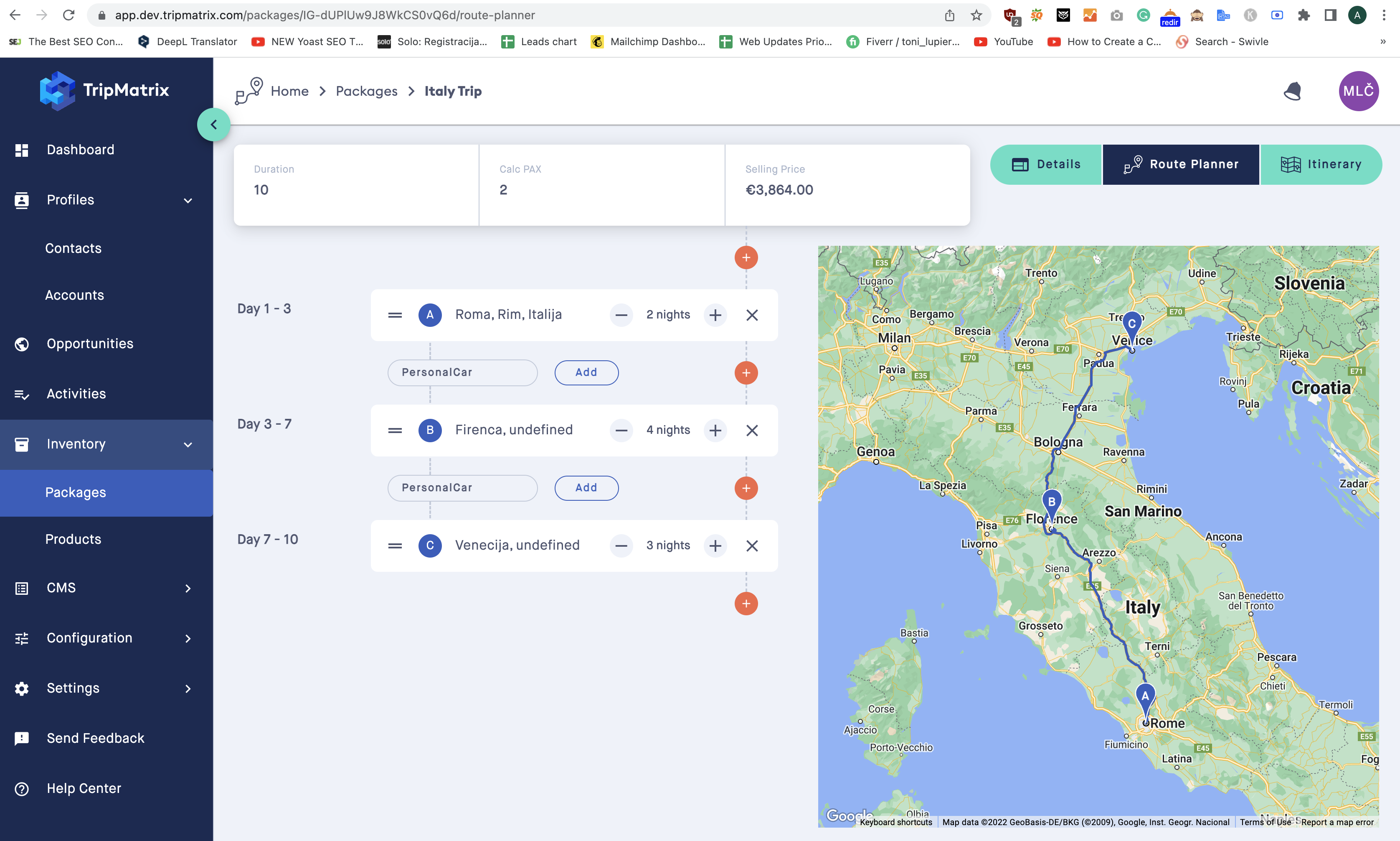 trip planner TripMatrix