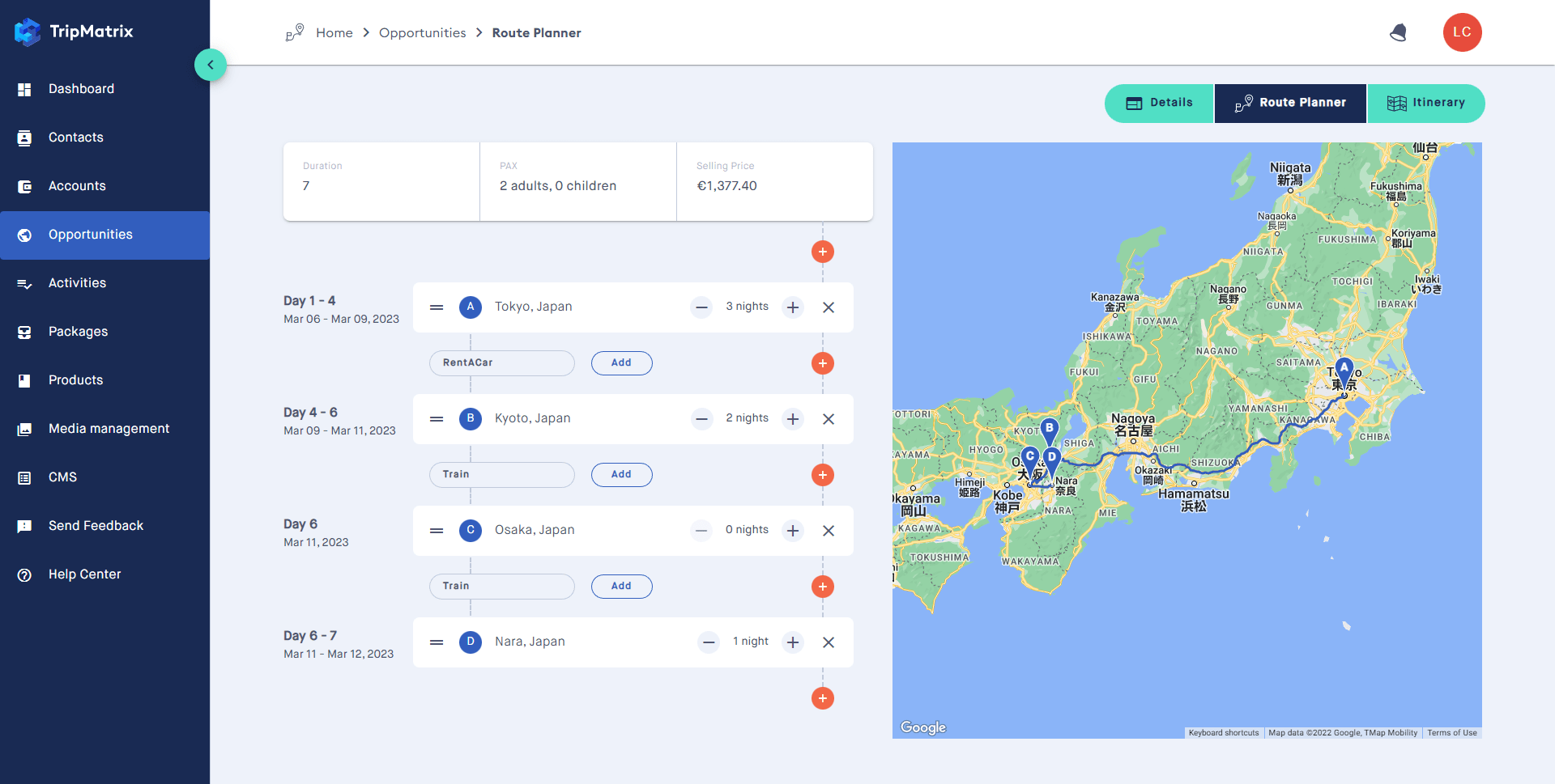 Route Planner - TripMatrix