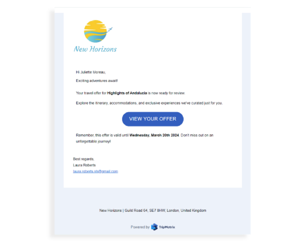 traveler portal personalized link