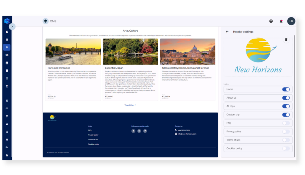 cms for travel companies webiste